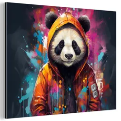 METALLBILD Panda - Jacke - Graffiti - Orange 80x60 cm
