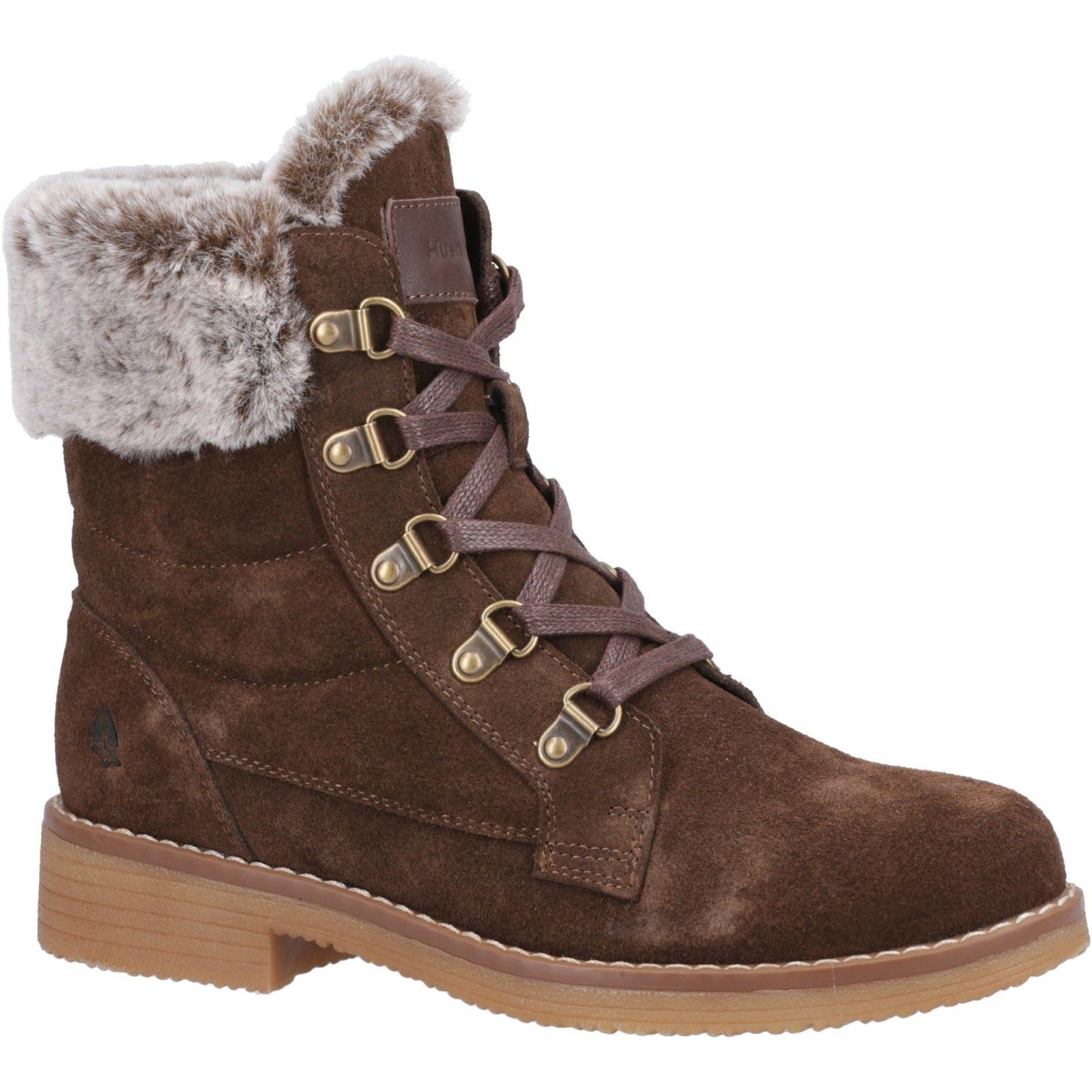Hush Puppies Florence Suede Damen Schokoladenweiche Winter Stiefeletten in weiter Passform