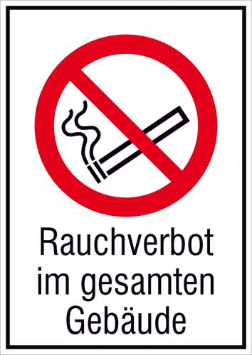 Verbotsschild Rauchen im gesamten Gebäude verboten Folie selbstklebend (B x H) 105mm x 148mm ISO 7010 1St.