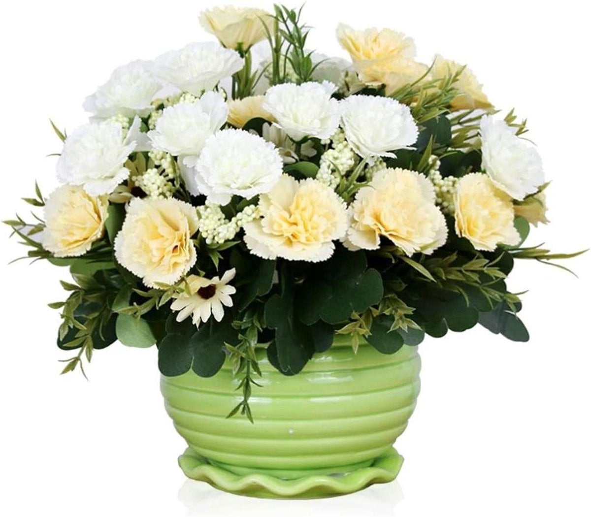 Multicolor zijden kunstbloemen boeket met vaas voor woondecoratie