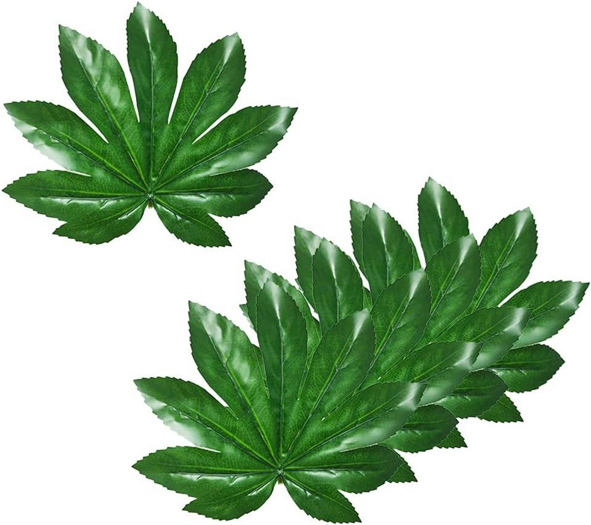 Groene kunstmatige marihuana bladeren voor decoratie - 21 x 17 cm