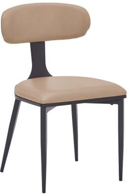 LeisureMod Dilenny Modern PU Leather Armless Dining Chair - Ergonomic Curved Back Accent Desk Side Chair with Steel Legs - N/A