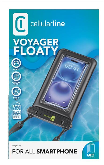Cellular Line Custodia Galleggiante Waterproof Voyager Floaty-nero