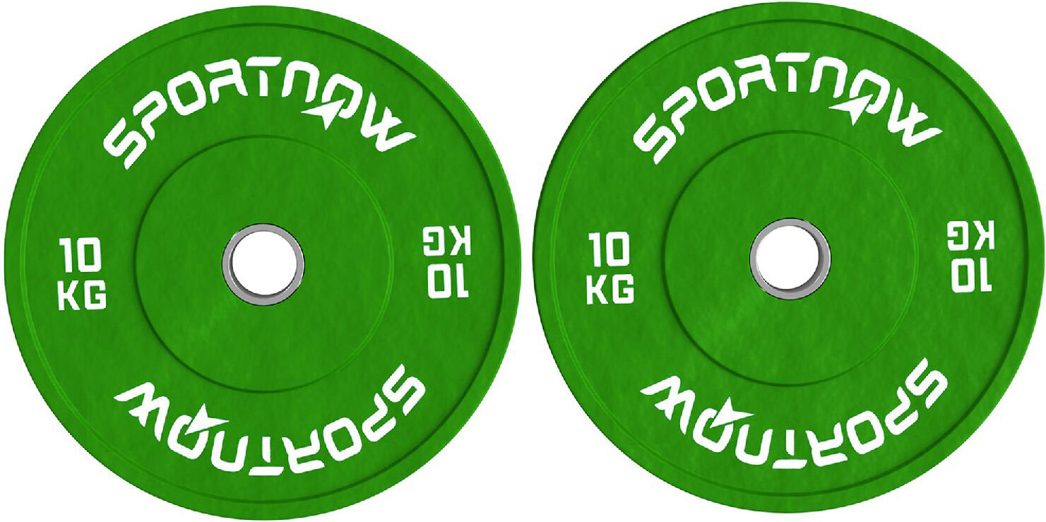 dechome U5990gn Set 2 Dischi Pesi Da 10kg In Gomma Con Foro Da 2"/5 Cm Per Manubri E Bilancieri Colore Verde - U5990gn