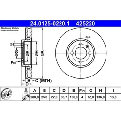 Bremsscheibe ATE 24.0125-0220.1 (2 Stk.) für VW UP! Load UP