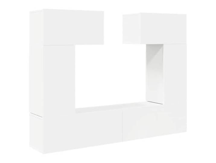 Kaorsrow 6-TLG TV-Schrank Set Hängend Lowboard Weiß Holzwerkstoff Flexible Wandelemente für Wohnzimmer und Schlafzimmer mit reichlich Stauraum für geordnete Mediengeräte und Dekoration.