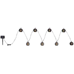 LED Solar Lichterkette Aussen Solar Balkon Dekoration mit Laternen in Kugelform und Feuereffekt, schwarz, weiß, 8x LED warmweiß, L 410 cm, Garten