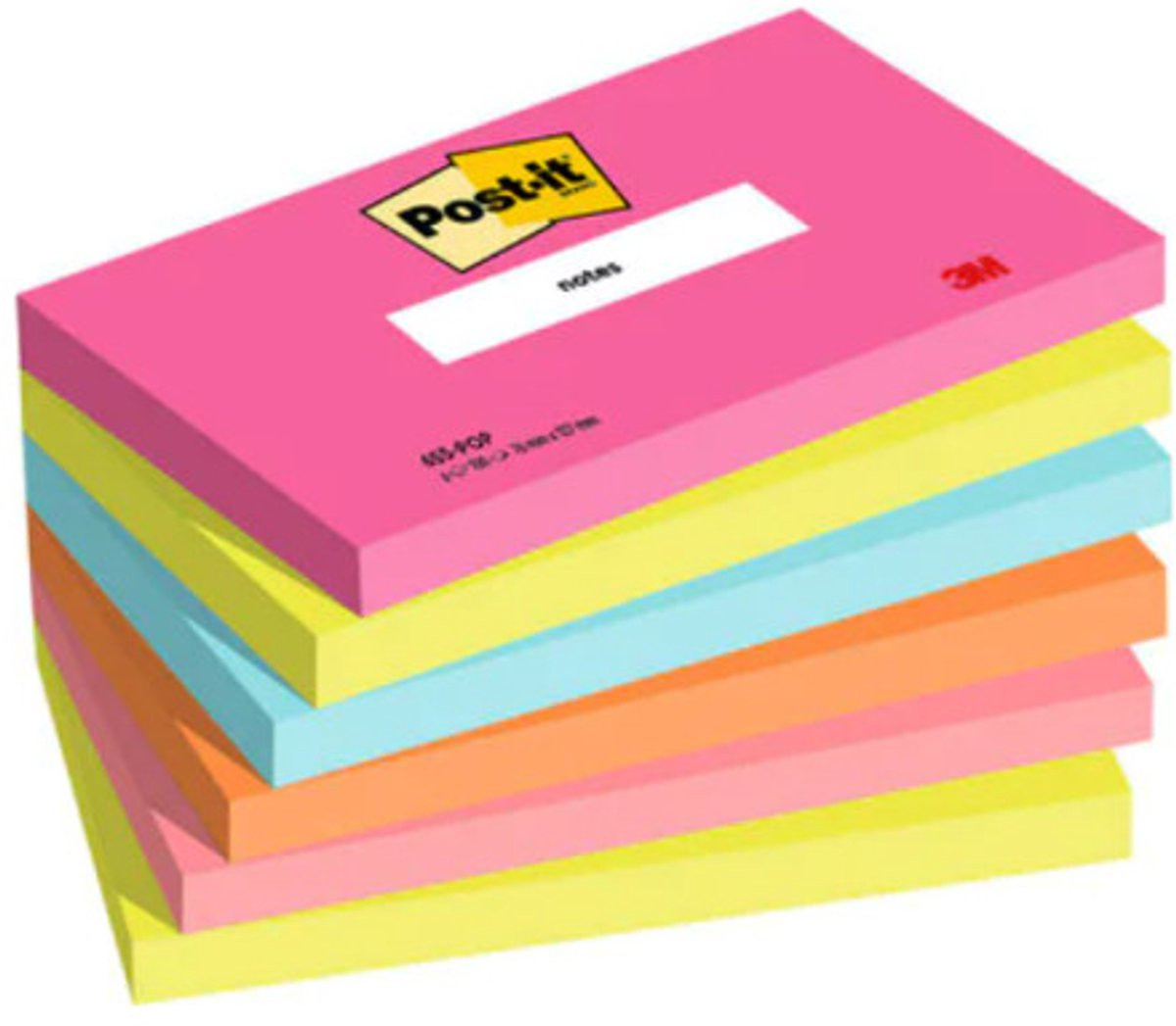 Post-it Zelfklevend Notitiepapier Rechthoek Blauw, Groen, Oranje, Roze - 100 vel