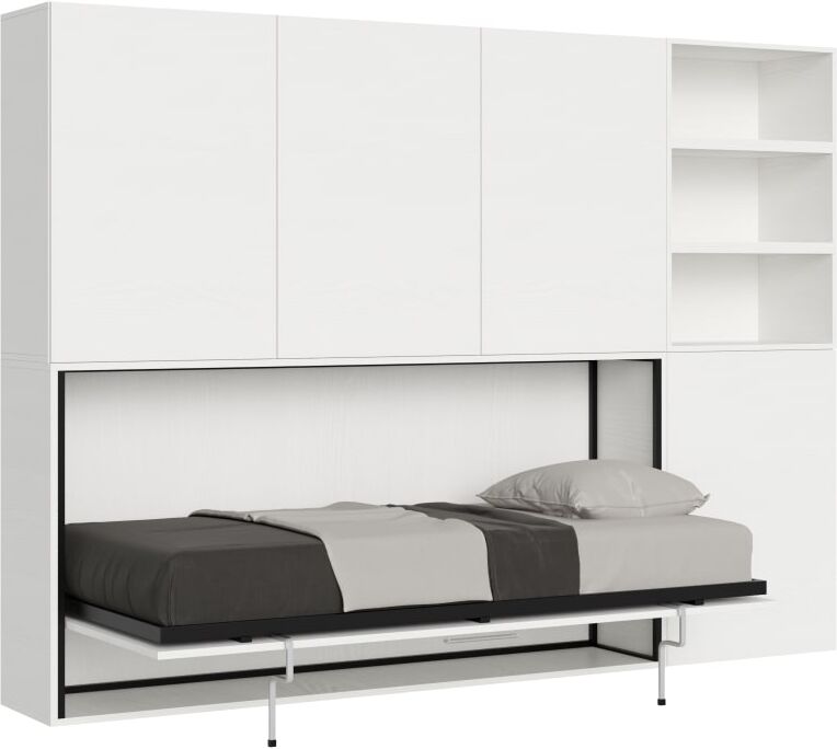 Itamoby Cama individual kando composición f fresno blanco con colchón Blanc 220x116x100cm
