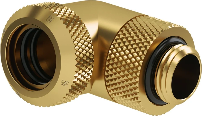 Barrow Multi-Link Adapter Anschluss 90 Grad G1/4 Zoll AG auf 14mm AD Hardtube - drehbar, gold