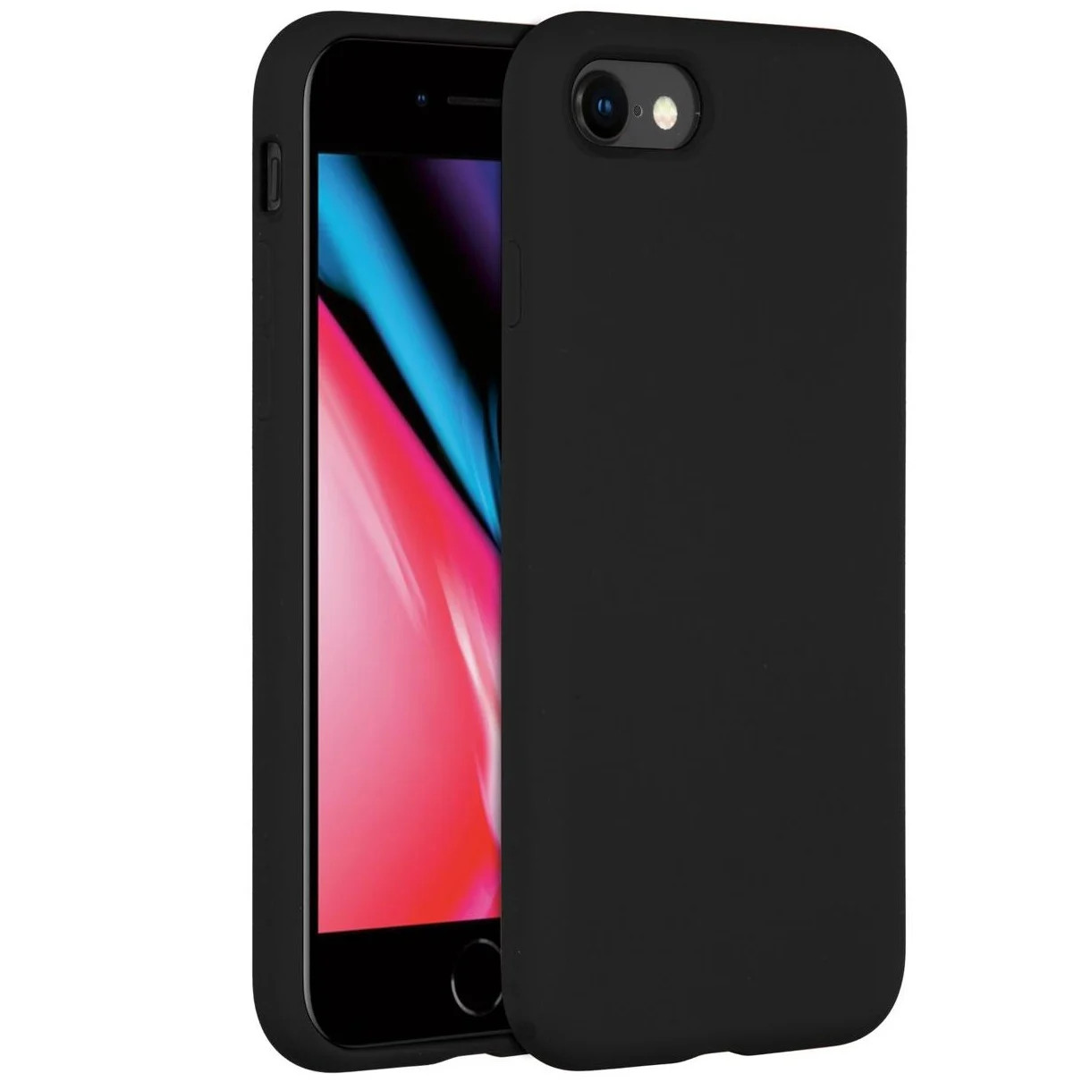 Accezz Liquid Silicone Telefoonhoesje voor Apple iPhone SE (2022 / 2020), iPhone 8, iPhone 7 - Zwart