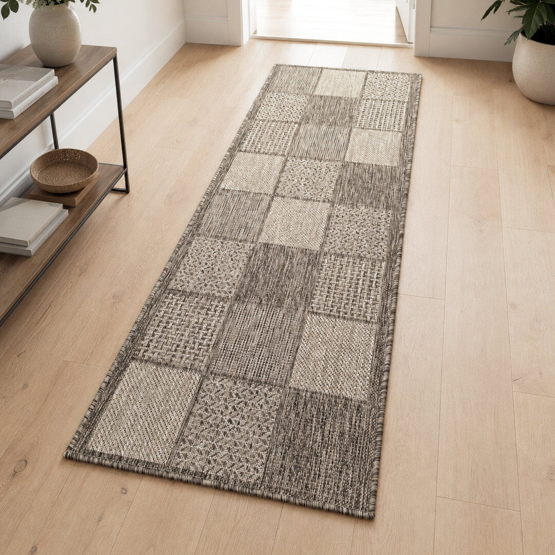 Brambly Cottage Bircham Geometric Area Rug Brown Runner 80 cm x 250 cm