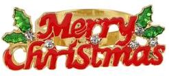 Saro Merry Christmas Napkin Rings (Set of 4) - Holiday Napkin Ring Holders for Christmas Table Settings and Entertaining