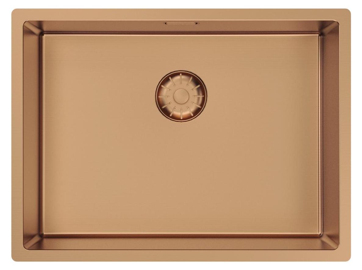 Küchenspüle 55x40 cm PVD Rosé Kupfer Unterbau, Flachbau Pure.Sink