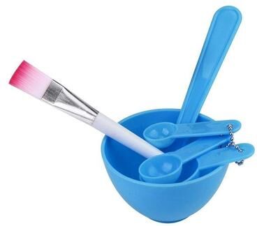 Inspired Deals 10 Sets 4 In 1 Facial Mask Mixing Bowl Set DIY Face Mask Applicator Kit With Brush Spoon And Mixing Stick blue