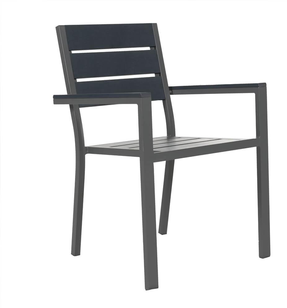 HOME DELUXE - stapelbarer Gartenstuhl MADERA - BxTxH: 56,6 x 57,5 x 85 cm - Stückzahl: 4 - Gestell: anthrazit, Sitzfläche: hellgrau I Campingstuhl Balkonstuhl Terrassenstuhl