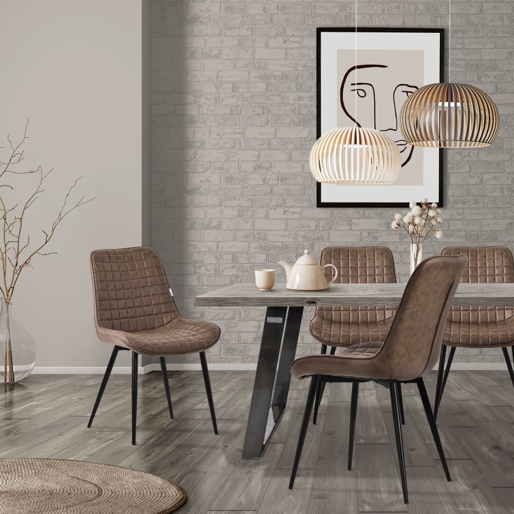ML-Design Lot de 4 chaises salle à manger simili marron dossier rembourré Marron 60x89x52cm