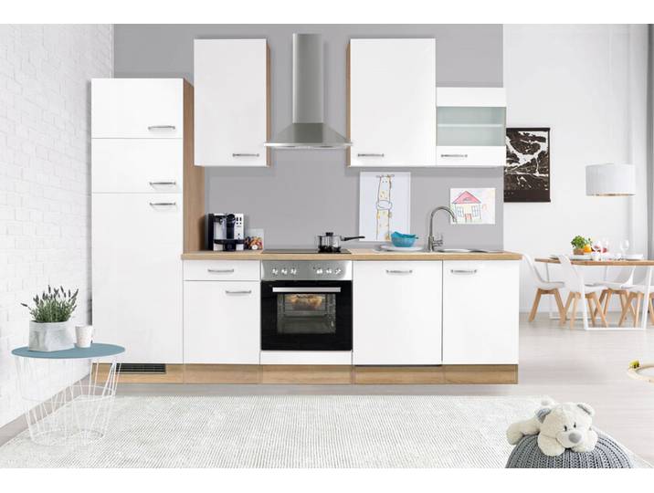 Küchenblock Valero Weiß Hgl./Sonoma Eiche Nachbildung 280 cm