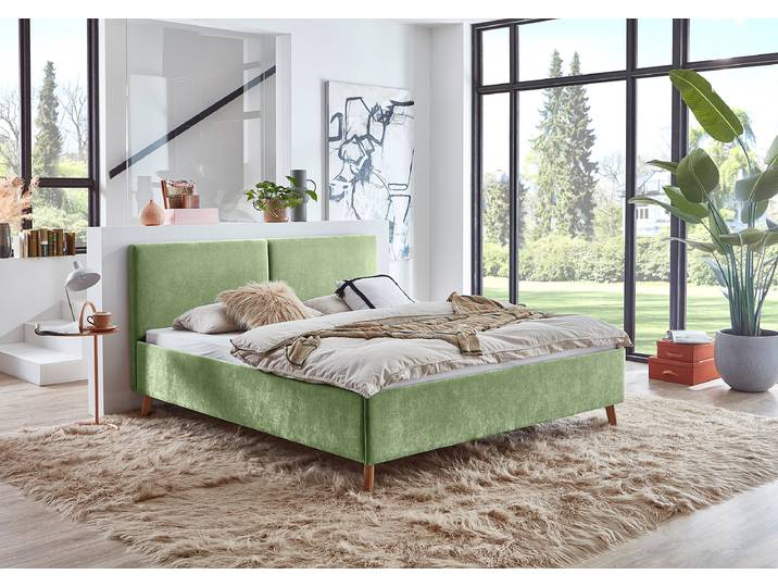 Lit rembourré Piano 160 x 200cm Microfibre Wiam Vert Marron