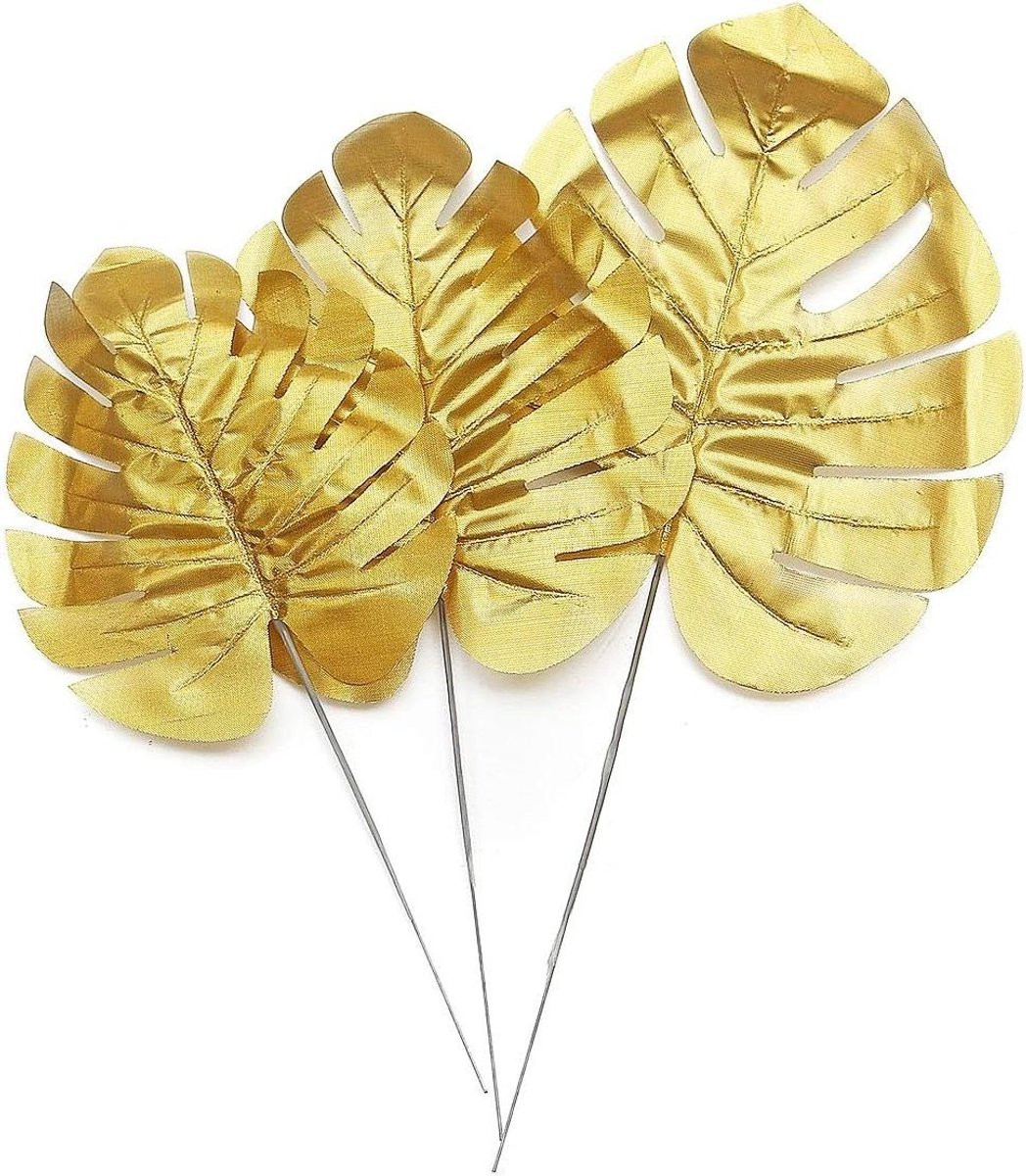 Gouden Palmbladeren Kunstplant Decoratie in Zijde Stof Kwaliteit - Goud