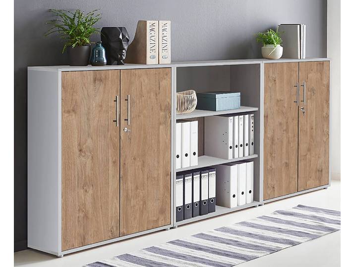 Schrankwand 3-teilig Typ A 85 x 114 x 33cm Braun/Eiche Sanremo Dekor