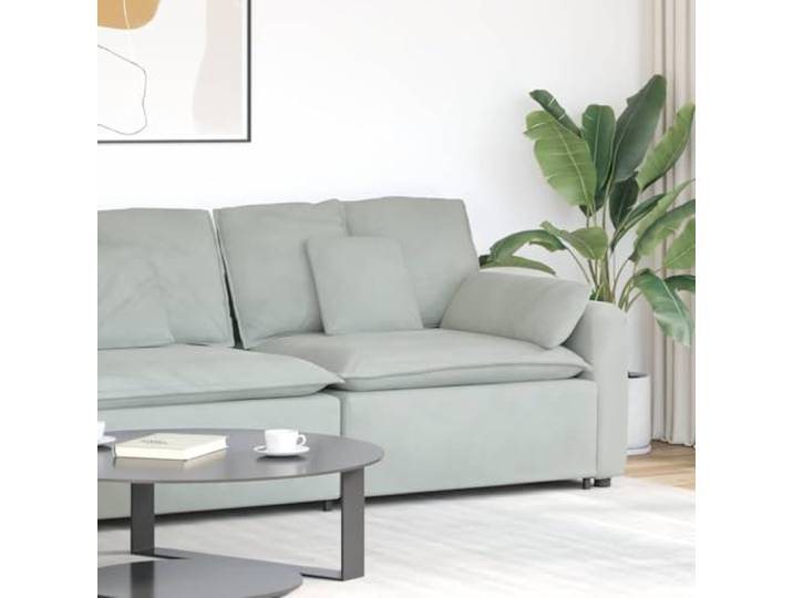 MBDRKVGF Modulares Sofa Eckmodul mit Holz-Armlehne, Samt Hellgrau 100 cm Platzsparendes Design, Rechts oder links montierbar, Vielseitig kombinierbar
