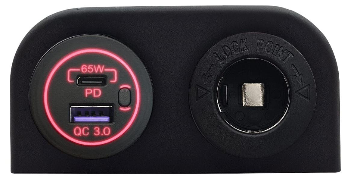 ProRide USB-A/USB-C Autolader met 2 poorten, QC3.0, 65W, 12V/24V, Rood