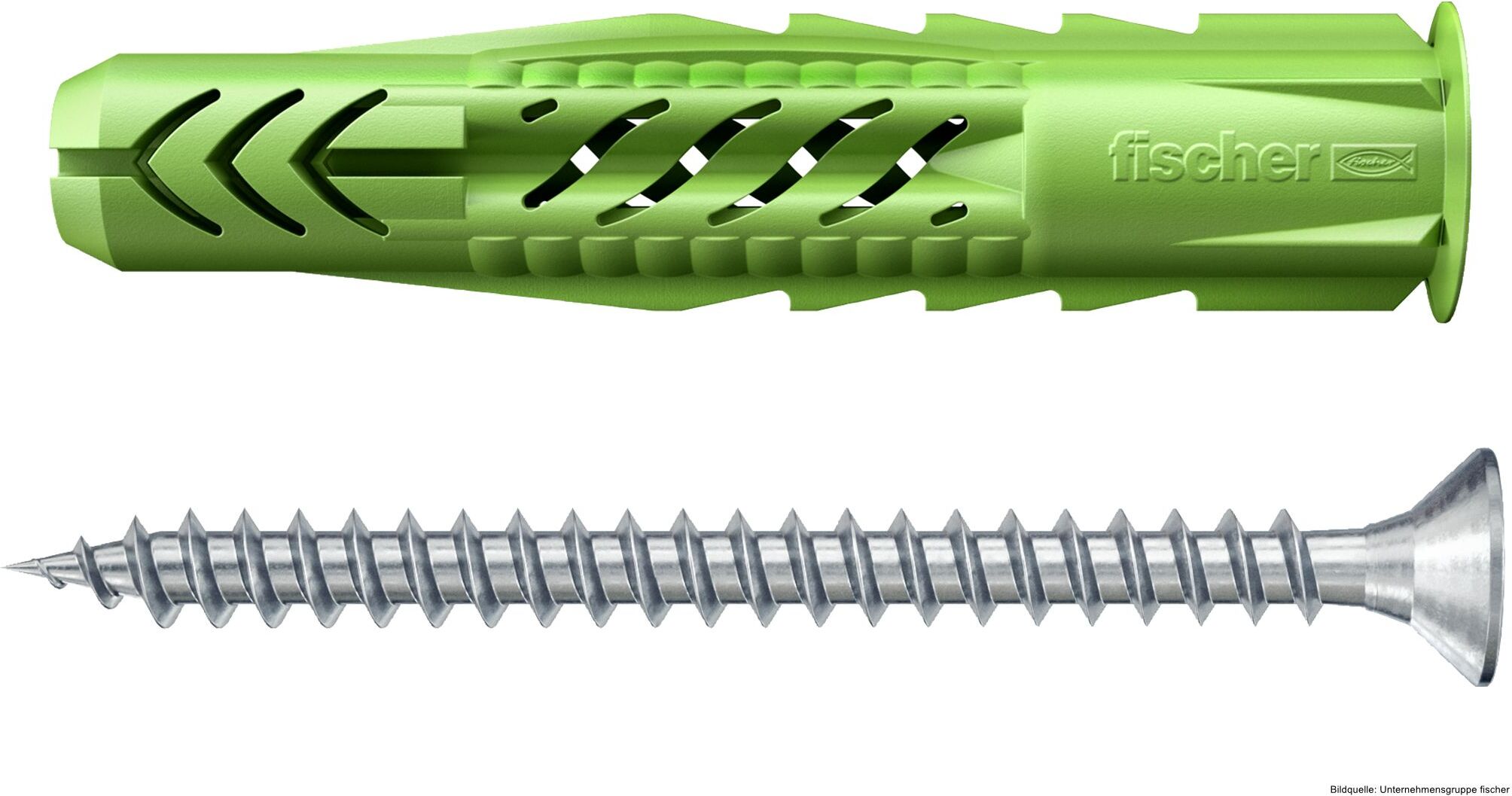 fischerwerke fischer Universaldübel UX Green 8 x 50 R S mit Rand und Edelstahlschraube A2, 4 Stück