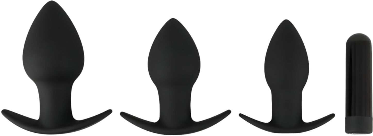 Black Velvets Black Velvet - Rechargeable Anal Vibrator Set - 3 Pieces (Black)