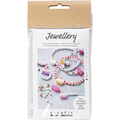 Creativ Company DIY Sets Beads Mini Kreativ Set Schmuck, Elastisches Armband und Ring, Kreativ Box