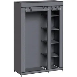 KLEIDERSCHRANK Vliesstoff Stahl Grau