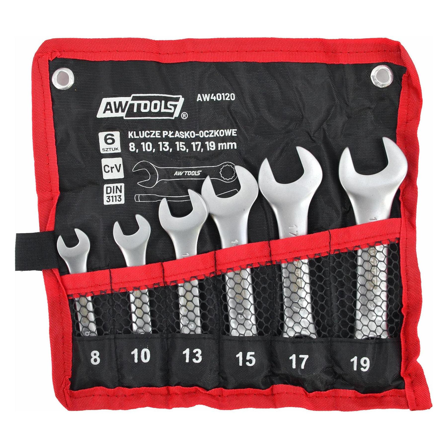 MGA AWTOOLS KLUCZ PŁASKO-OCZKOWY KRÓTKI KPL. 6szt. /8mm-19mm/ (8,10,13,15,17,19mm) (40097344)