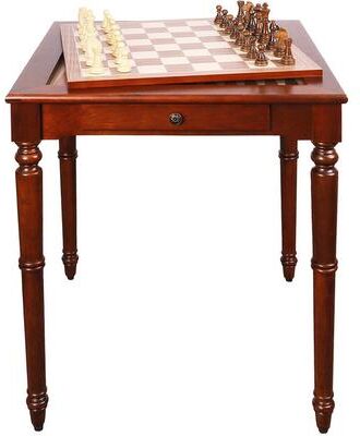 GSE Games & Sports Expert GSE™ Premium Solid Wood Large 4-in-1 Chess Checkers Backgammon Boaed Game Table with Coffee Tabletop
