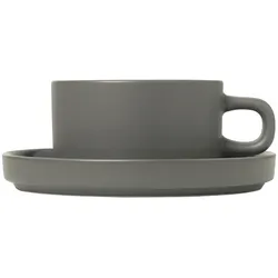 Blomus Pilar Set 2 Teetassen mit Untertasse Pewter 200 ml