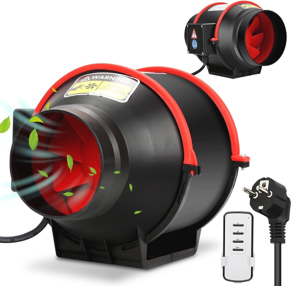 Inline Kanaalventilator Afzuigventilator met Instelbare Snelheid - 100 mm - Wit