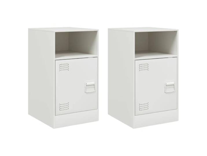 Heofavd Nachttisch 2er Set Weiß 34,5x39x62 cm Metall Beistelltisch