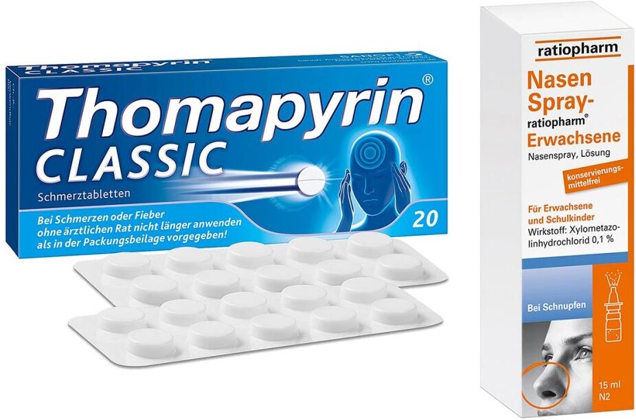 Thomapyrin Classic (20stk) und Nasenspray ratiopharm (15ml) 1Pck
