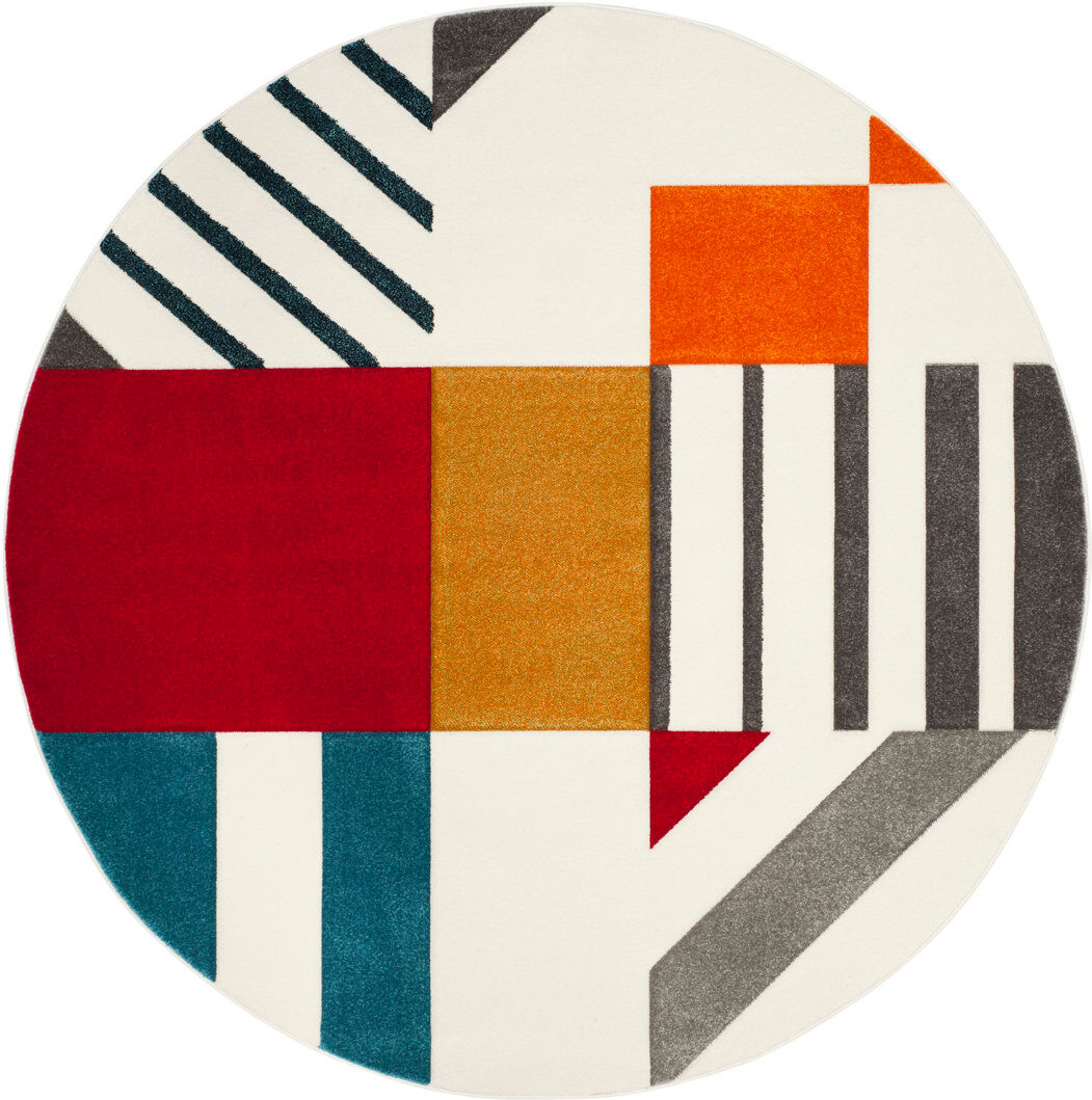 Wade Logan Vakhdank Geometric Area Rug Neautral/Blue Round 122 cm