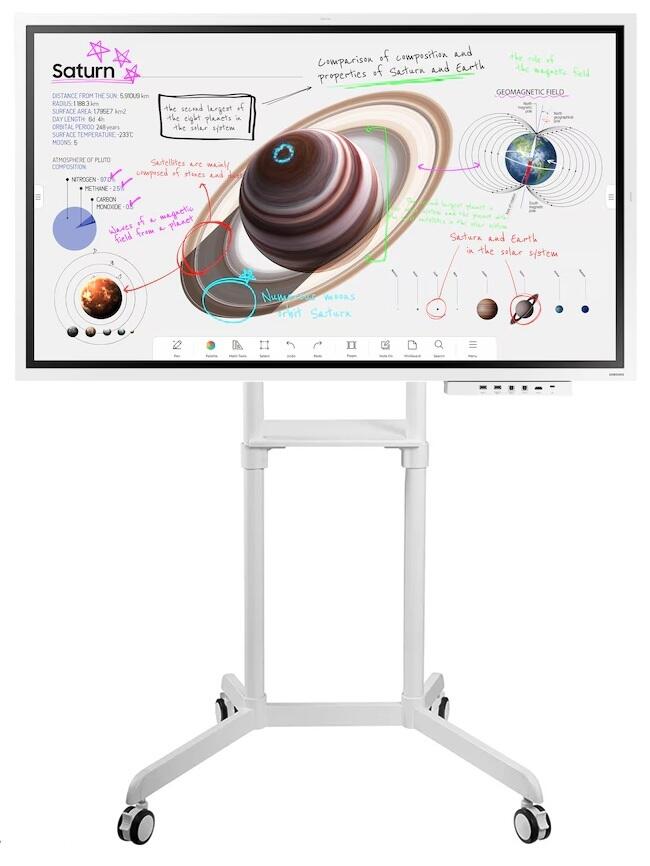 Samsung Flip Pro WM55B Flipchart 138,7 cm 55 Zoll inkl. Peerless TRVT-FLIP2 mobiler Rollwagen & Tray CY-TF65BBC LH55WMBWBGCXEN+TRVT-FLIP2+CY‑TF65BBCXEN