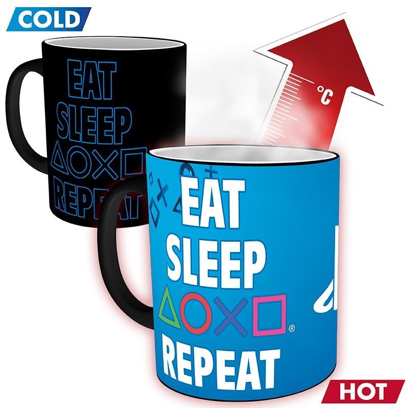 Playstation Lämmöstä Muuttuva Eat Sleep Repeat Muki 320 ml