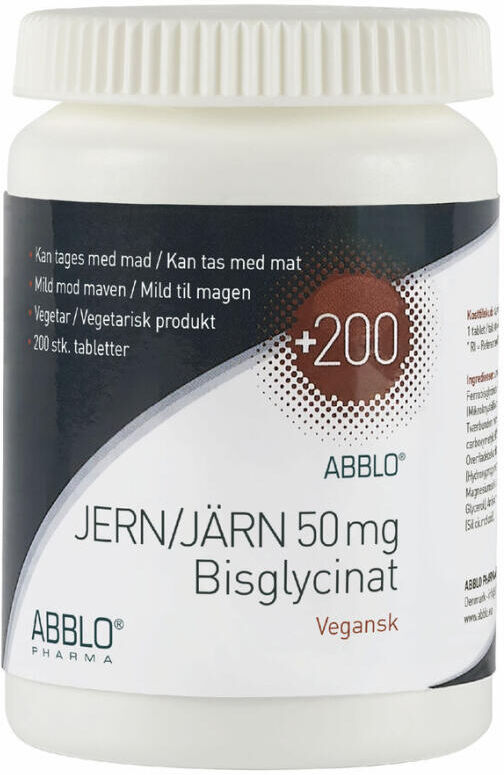 ABBLO Jern 50 mg Bisglycinat Tabletter Kosttilskud 200 stk