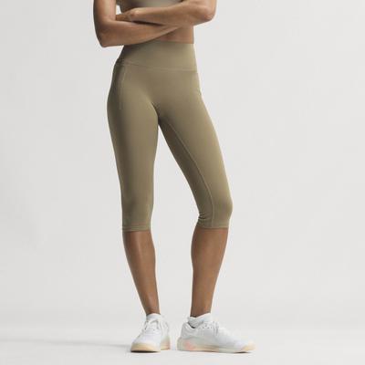 Trainingstights ADIDAS PERFORMANCE "OPTIME WORKOUT CONTOUR CAPRI-LEGGINGS", Damen, Gr. M, N-Gr, beige (khaki six, normal, gr.), Obermaterial: 73% Polyamid, 27% Elasthan, Hosen