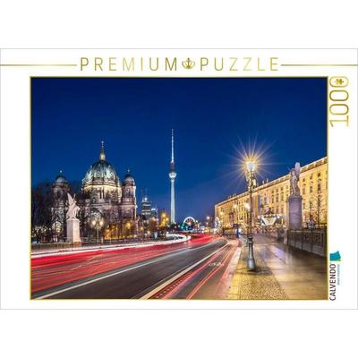 CALVENDO Puzzle Berliner Dom und Fernsehturm in dynamischer Abendstimmung | 1000 Teile Lege-Größe 64x48cm Foto-Puzzle für glückliche Stunden