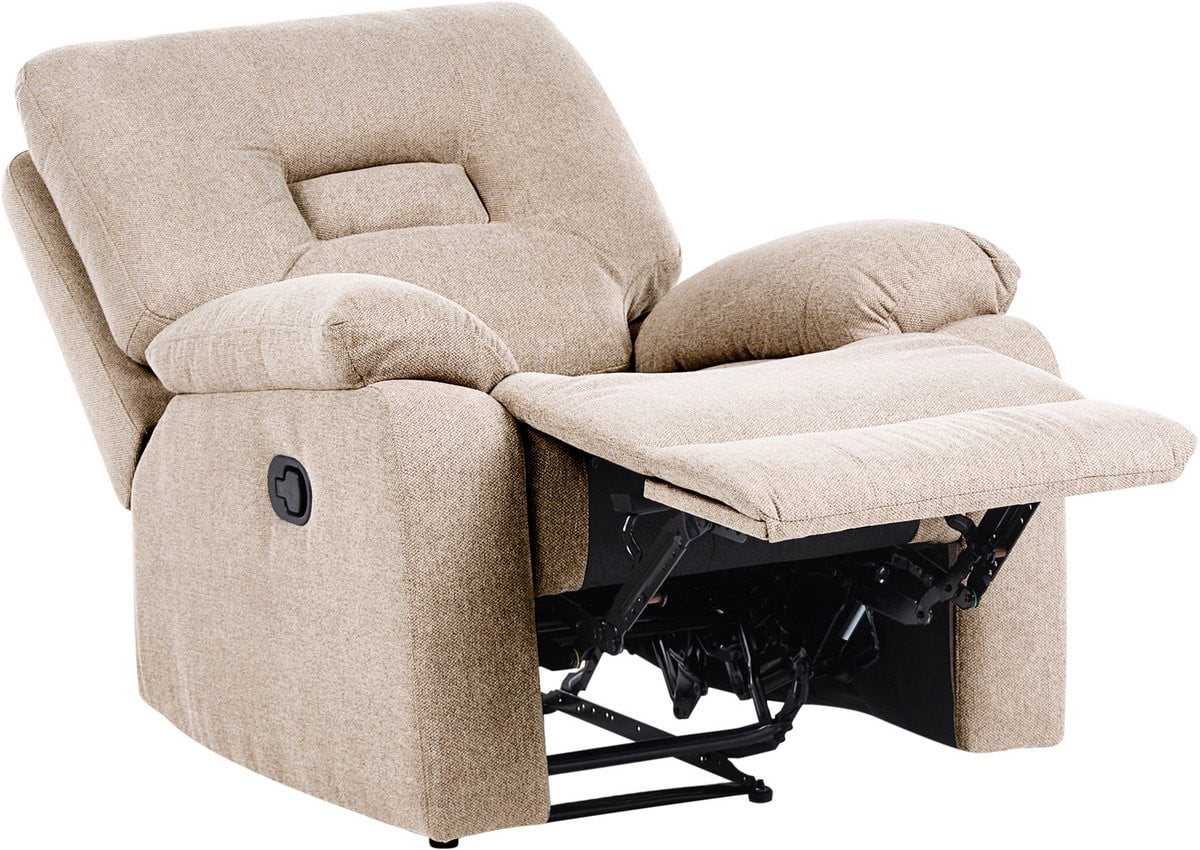 Bergen Moderne fauteuil met handmatig verstelbare rugleuning en voetenbank - Beige