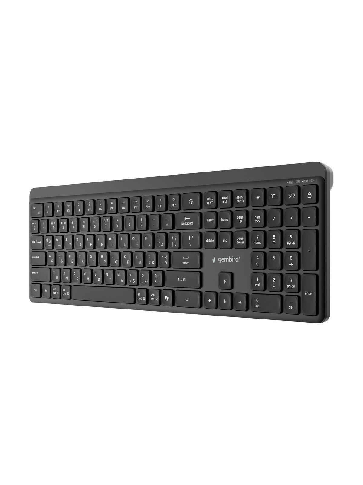 Gembird - keyboard - dual-mode pro-business slim full size - Cyrillic - black Input Device - Tastatur - Kyrillisch - Schwarz