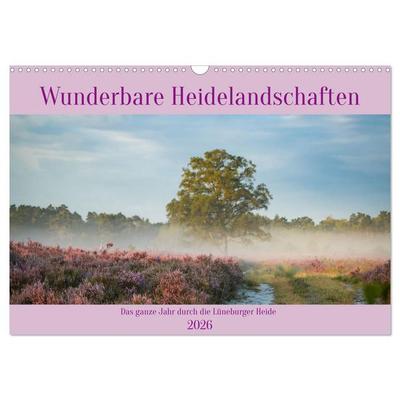 Wunderbare Heidelandschaften (Wandkalender 2026 DIN A3 quer), CALVENDO Monatskalender