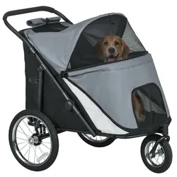 PawHut PawHut Hundewagen Hundebuggy mit Netzfenstern, Klappbar, bis 30 kg, Oxford, Grau