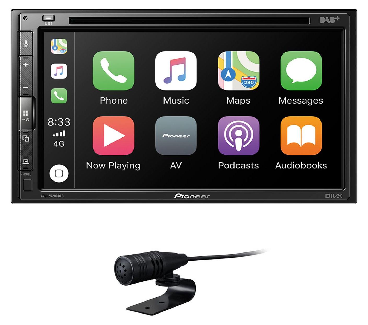 Pioneer AVH-Z5200DAB, Schwarz, 2 DIN, 50 W, AAC, FLAC, MP3, WAV, WMA, JPEG, FLV, H.264, MKV, MPEG4