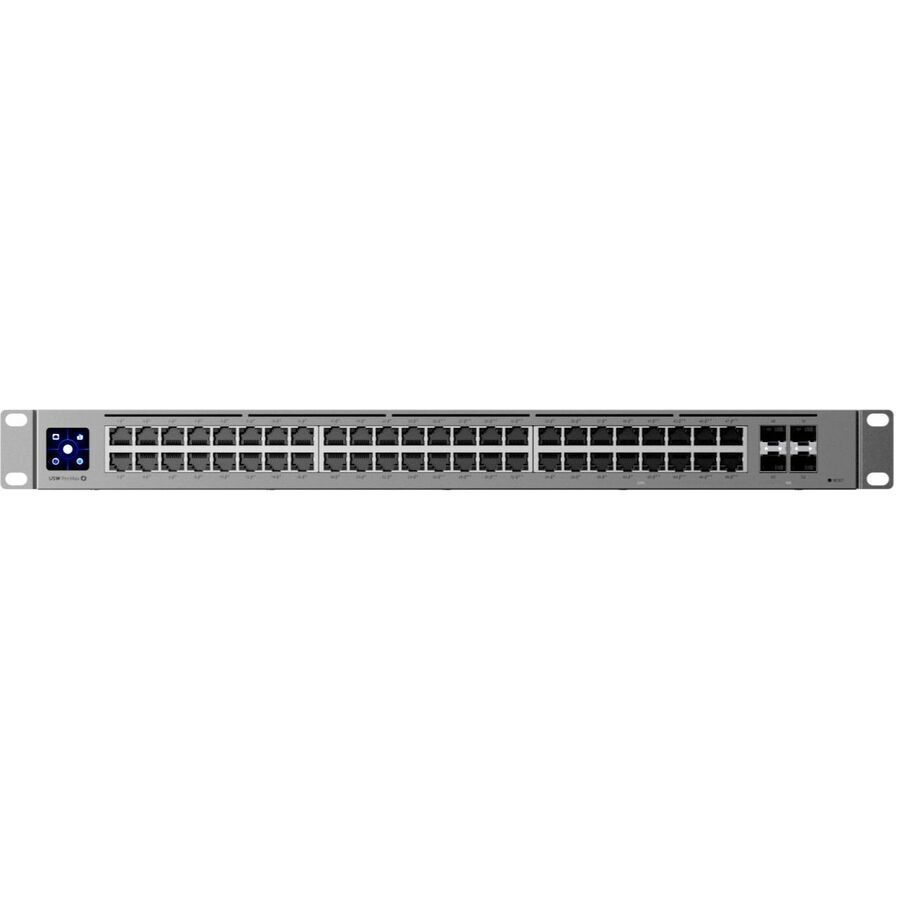 Ubiquiti Pro Max 48 Anschlüsse Layer 3 Switch - 2.5 Gigabit Ethernet, Gigabit-Ethernet, 10 Gigabit Ethernet - 2.5GBase-T, 10/100/1000Base-T, 10GBase-X - 3 Unterstützte Netzwerkschicht - Modular - 100 W Stromverbrauch - 720 W PoE Budget - Glasfaserleitung, Verdrilltes Doppelkabel - PoE Ports - 1U Hoch - Rackmontage