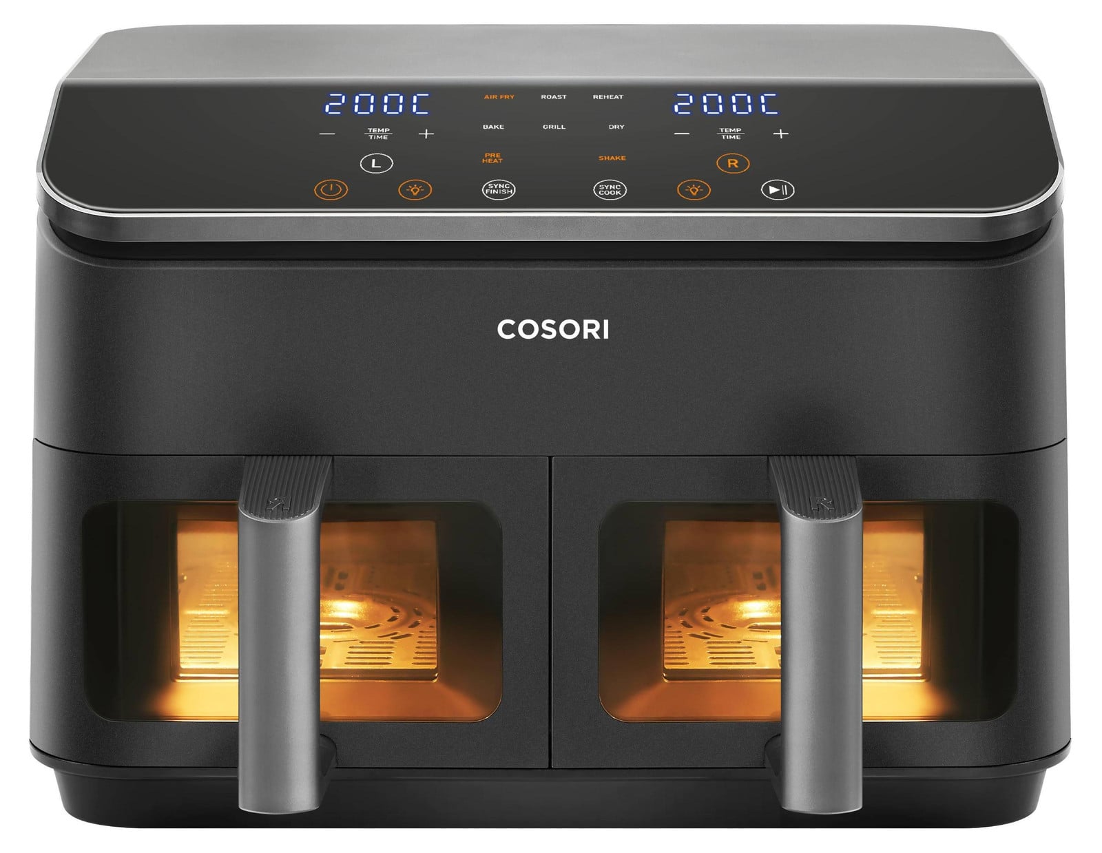 Cosori Dual Basket Heteluchtfriteuse met Dual Zone technologie, zwart en zilver